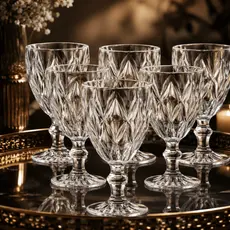 Kit 6 Taças de Vidro 340ml Estilo Diamante para Vinho e Bebidas Super Oferta Envio Full