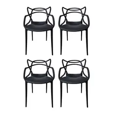 Kit 4 Cadeira Jantar Allegra Preta Polipropileno Cozinha Escritório Área Gourmet Oferta Envio Rápido