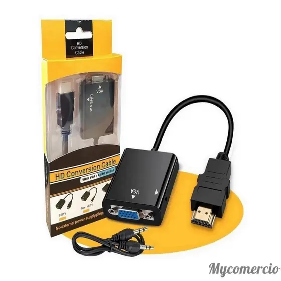 Cabo Conversor Adaptador Hdmi Para Vga Com Saída P2 Áudio