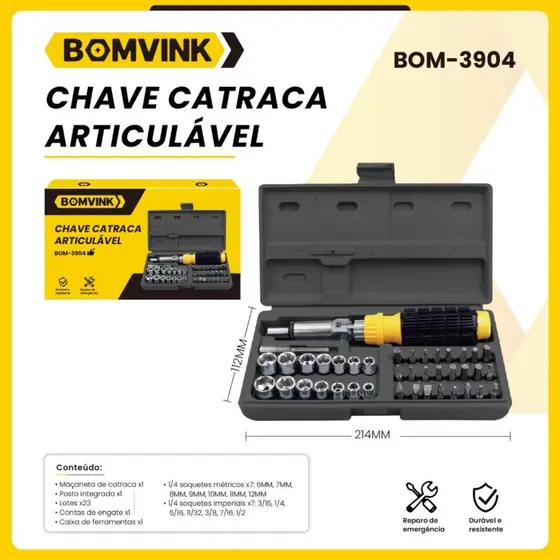 Chave Catraca Articulável BOM-3904 - Bomvink