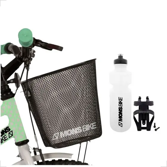 Kit Cestinha Cesta Bike Aro 24/26 + Garrafa Para Bike de Agua + Suporte Quadro