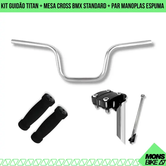 Kit Guidão Bike Alto Tipo Moto Cg Titan + Mesa Mesinha Suporte + Par Manoplas