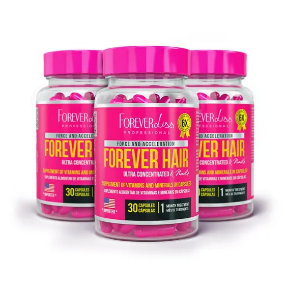 Kit Tratamento 3 Meses Forever Hair Crescimento Capilar