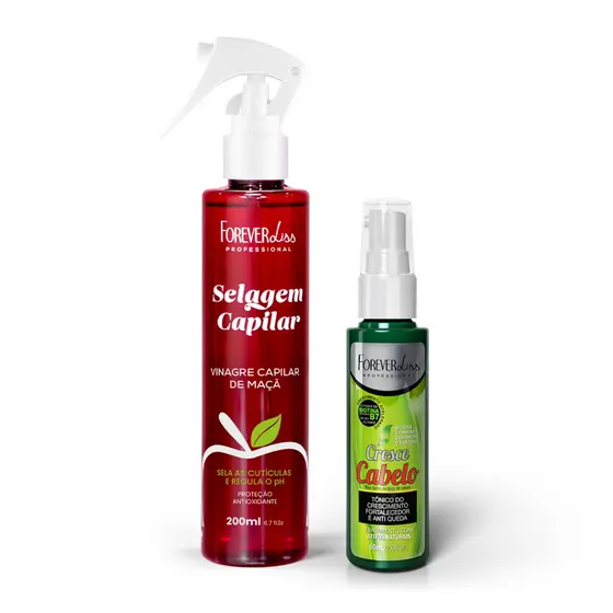 Kit Vinagre Capilar Com Tônico Cresce Cabelo Forever Liss