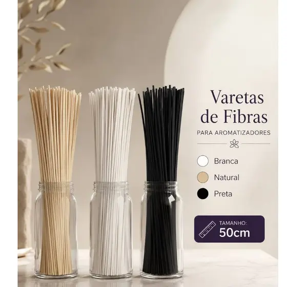 Kit Com 15 Varetas De Fibra de Algodão 50 cm Para Difusor Aromatizador De Ambiente 4MM