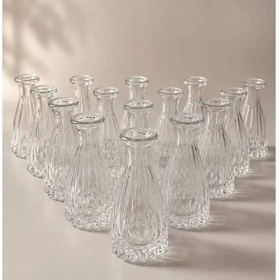 Kit Com 30 Vasos Decorativos De Vidro Modelo Casamento 100ml 13cm De Altura
