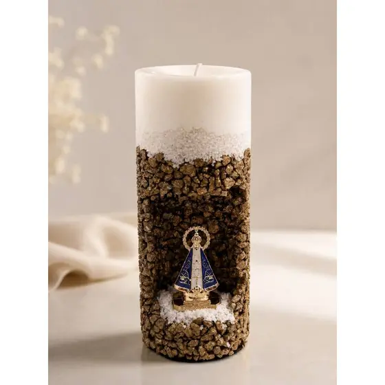 Vela Gruta Oratória Perfumada 18cm Nossa Senhora Aparecida Fátima Dia das Mães