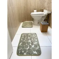 Tapete de Porta Para Banheiro Macio Antiderrapante Design Coração