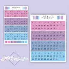 3 Cartelas Adesivos Números QUADRADOS ( 1 Ano completo ) para Planner, agenda e bujo