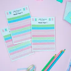 Kit Adesivos Washi para cadernos, planners, agendas e bujo