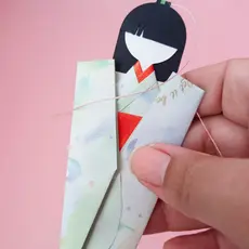 Marca Páginas Artesanal em Origami Japonesa Gueixa