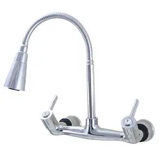 Torneira Misturador Gourmet Cozinha C61 Duplocomando Parede 100% Latão Cromado Multidirecional