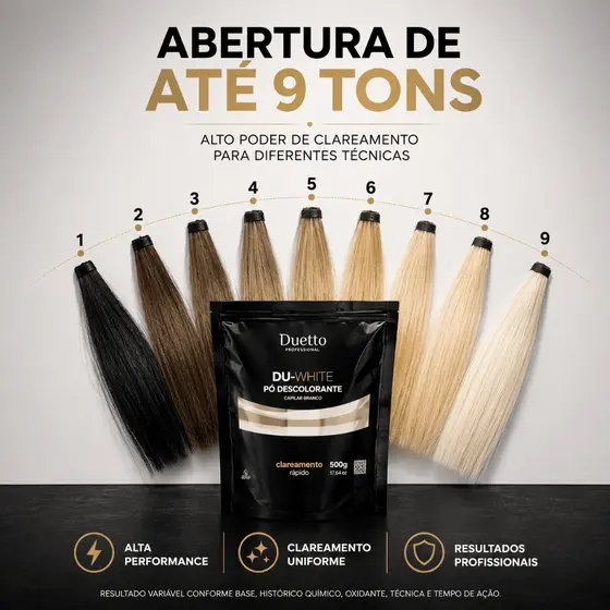 Pó Descolorante Du-White Duetto Professional Dust Free Rápido Clareador 500gr