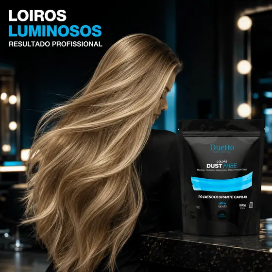 Pó Descolorante Duetto Professional 500g Dust Free com Colágeno para Mechas Luzes Atè 9 Tons