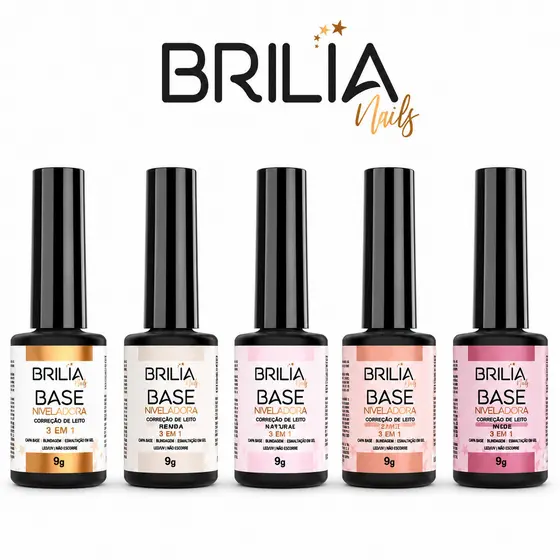 Base Niveladora Brilia Nails 9g Para Alongamento De Unha Esmaltação Gel Capa Base Blindagem Nail