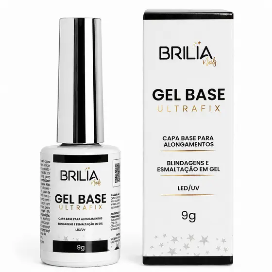 Gel Base Ultrafix Brilia Nails 9ml Aderência Máxima Para Blindagens Esmaltação Em Gel Alongamento