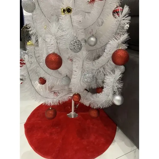 Saia P/ Arvore De Natal Pelúcia Pelo Alto Sem Forro - 60 cm