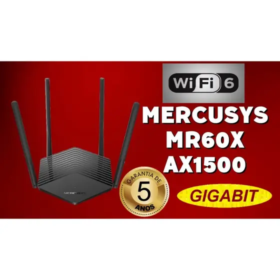 Roteador WiFi 6 Mercusys MR60X AX1500 Mesh Access Point 2,4/5GHz Portas Gigabit igual ax12 e ex141