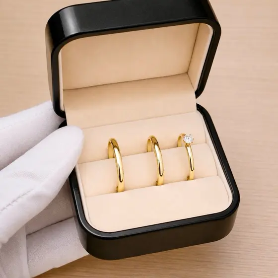 Aliança casamento boleado feminino masculino 2mm + anel solitário casamento noivado compromisso namoro