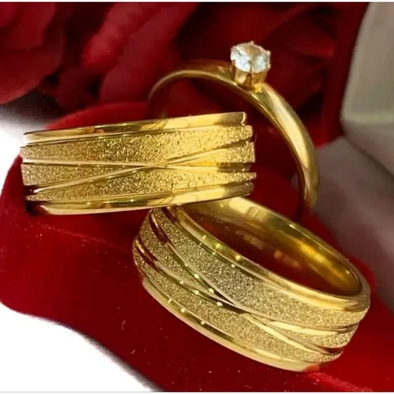 Aliança infinito Anel 100% em Moeda Antiga 4MM  + Casamento Noivado Cor de Ouro 18k