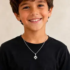 Colar Minimalista infantil cor prata 925 Com Ping bola de Futebol Brasil copa do mundo Joia Elegante