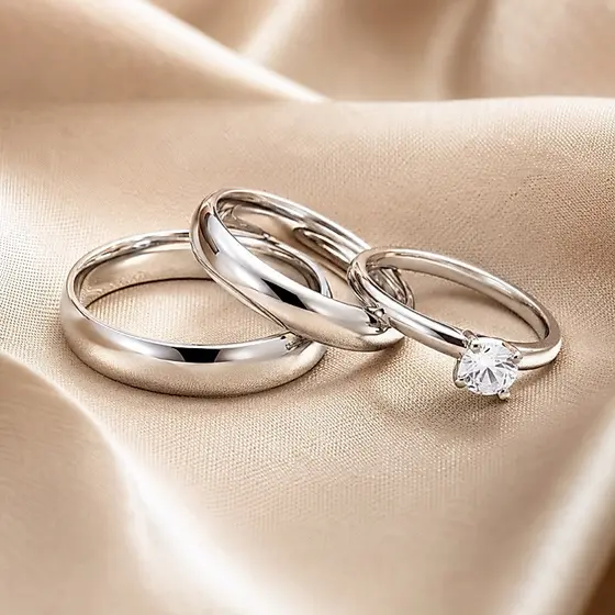 aliança boleada cor prata 925 feminino masculino 4mm + anel solitário casamento noivado compromisso namoro