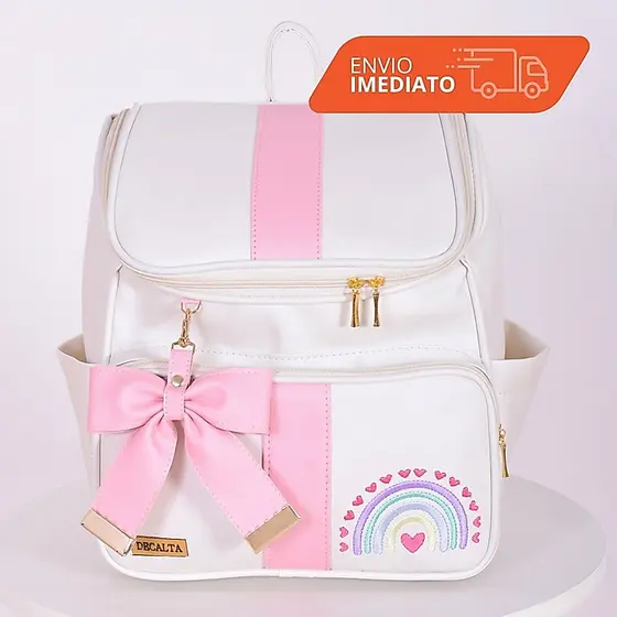 Mochila Infantil Menina Kids Arco Íris Off/Rosa - 01 Peça