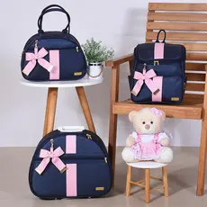 Kit Bolsa Maternidade Menina Luxo Laço Maitê - 03 Peças
