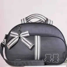 Bolsa Maternidade Menina Luxo Listras Cinza Grafite - Belaa Baby