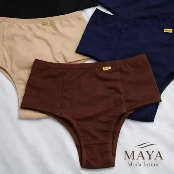 Kit Calcinha Cós Alto Pala Dupla Conforto Ideal para Gestantes e Menstruação Pós Parto