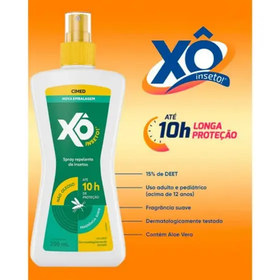 Repelente Xô Inseto até 10h de Proteção com DEET Spray 200ml