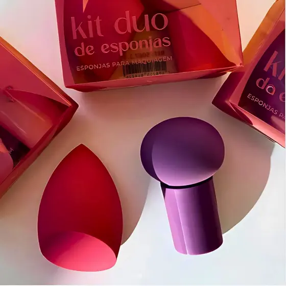 KIT 2 ESPONJAS PARA MAQUIAGEM VIVAI - Acabamento impecável na make!