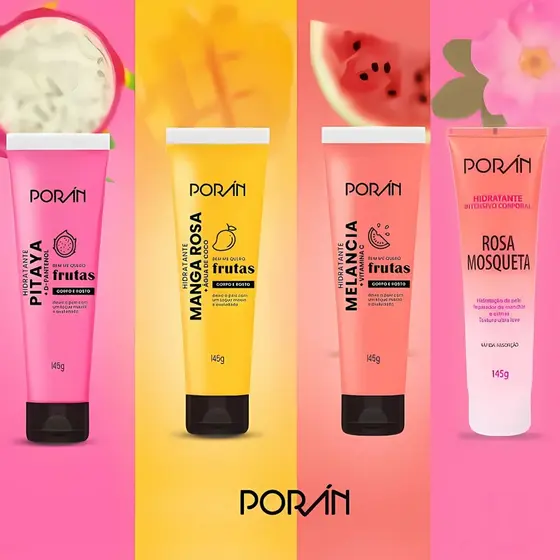 Hidratante Corpo e Rosto Poran Frutas Pele Macia e Perfumada 145g