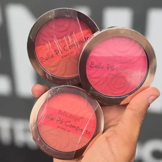 PÓ COMPACTO BLUSH PÓ E CONTORNO 3 EM TEXTURA LEVE E MACIA BELLE ANGEL