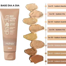 BASE LÍQUIDA MATTE DIA A DIA ORIGINAL MAHAV PALETA 01 AO 08