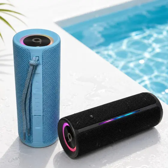 CAIXA DE SOM BLUETOOTH BASIKE 30W SOM LIMPO, COM GRAVE POTENTE LUZES LED À PROVA D'ÁGUA