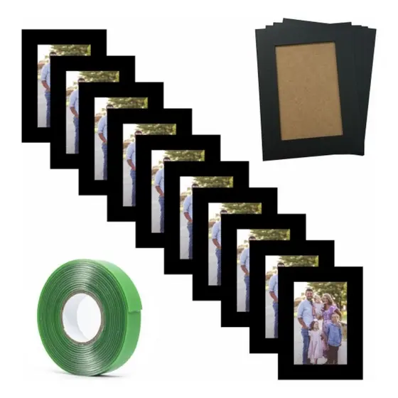 Kit 10 Porta Retratos 10x15 Para Parede + Fita Dupla Face / Molduras MDF