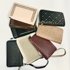 Bolsa de Mão Carteira Feminina Couro Ecológico Bordado Vintage Zíper Porta Moedas e Porta Cartões vernizada