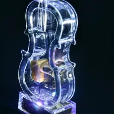 Caixa música music caixa box alto 25 cm para violoncelo transparente Com 7 Cores Mudando A Luz Led