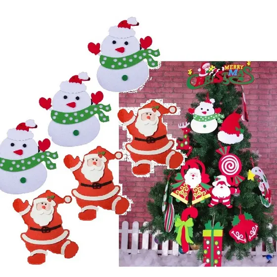 kit 3  Papai de Noel/ boneco de neve enfeite de árvore de Natal