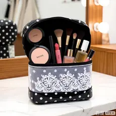 Bolsa Necessaire Feminina para Maquiagem com Zíper Para Viagem, Mochila, Alça em Courinho