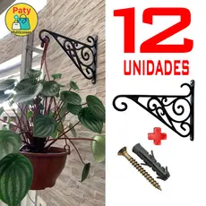 kit 1 a 12 Suporte vasos para plantas plastico jardim vertical parede mão francesa