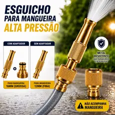 Bico Esguicho Mangueira 3 em 1 Alta Pressão Jato Forte Alumínio Anti Vazamento Lavar Carro Jardim