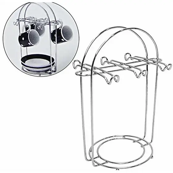 Suporte Elegance Porta Xícaras De Café E Pires 6 Ganchos De Mesa