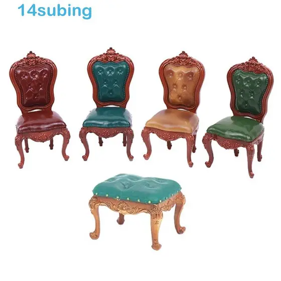 Cadeiras Para Casa De Bonecas SUBING , Móveis Em Miniatura Escala 1/12 Estilo Vintage , Mini Cadeira De Jantar De Boneca