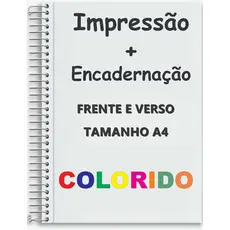 impressão de apostila  tamanho a4 COLORIDA frente e verso  com 1 encadernação  ATE  150 páginas
