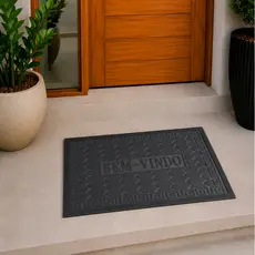 Tapete de Porta Capacho Bem Vindo 40x60cm Emborrachado Antiderrapante para Entrada, Cozinha e Banheiro