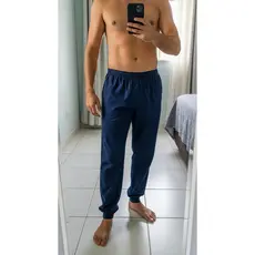 Calça de pijama masculina 100% algodão antialérgica com punho ajustado frio inverno