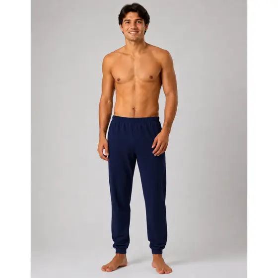 Calça de pijama masculina 100% algodão antialérgica frio inverno confortável