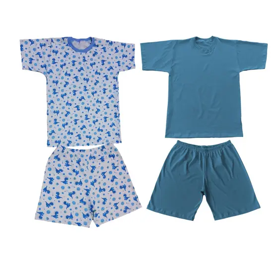Pijama bebê masculino curto manga curta 100% algodão verão